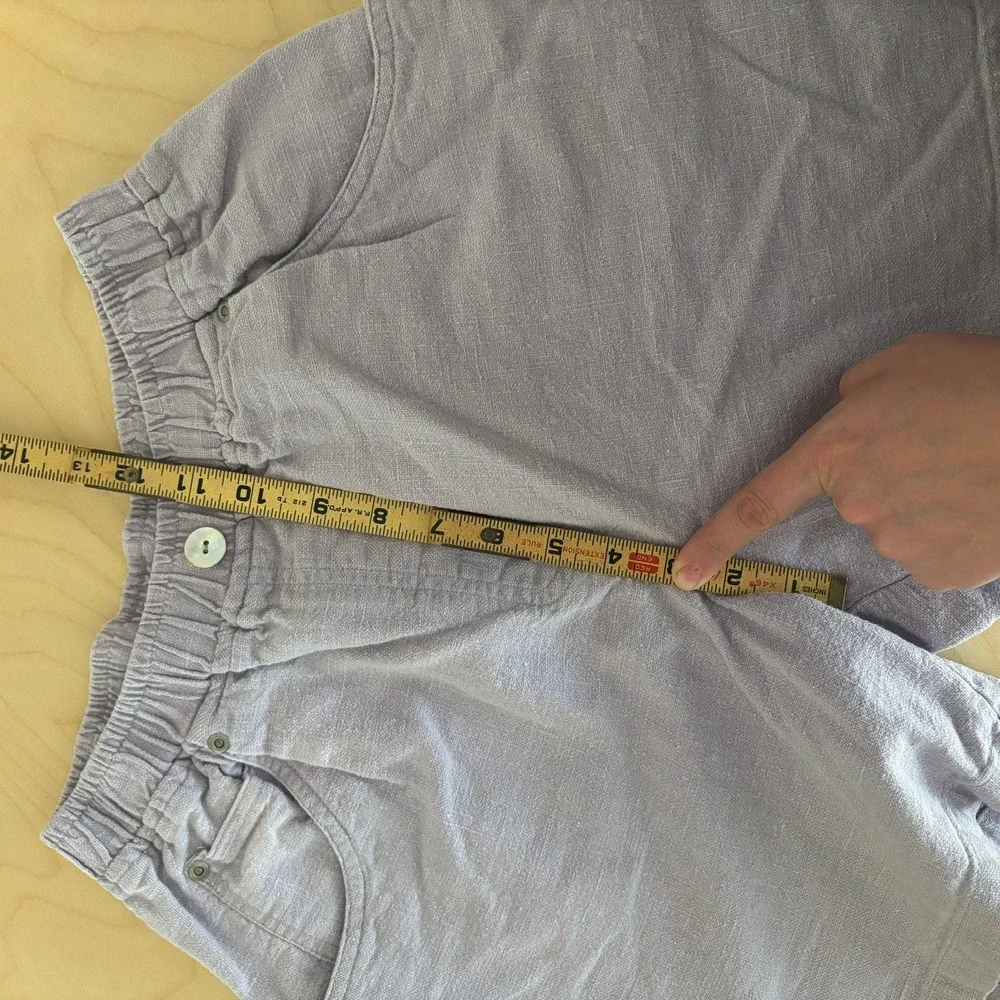 VTG Linen Cotton‎ Lavender Shorts Women Sz S Purple Elastic Waist Casual Summer